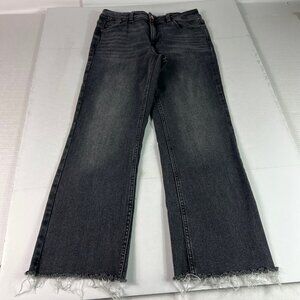 Zara Jeans Women 28x26* Mid Rise Straight Black Faded Raw Bottom Hem Denim Tag 4